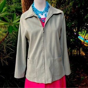Notations Vintage sage green zip-up ultra-suede jacket Petite Small